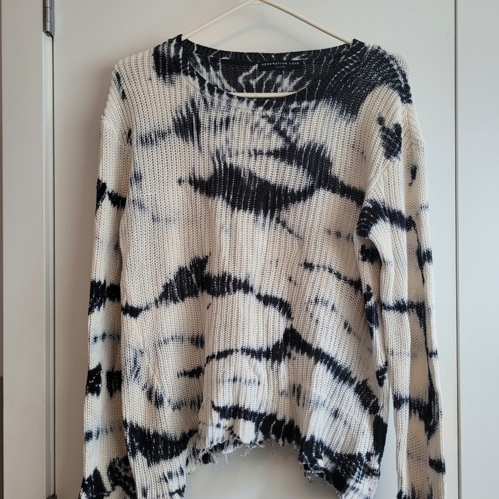 Black and White Tie-Dye Sweater